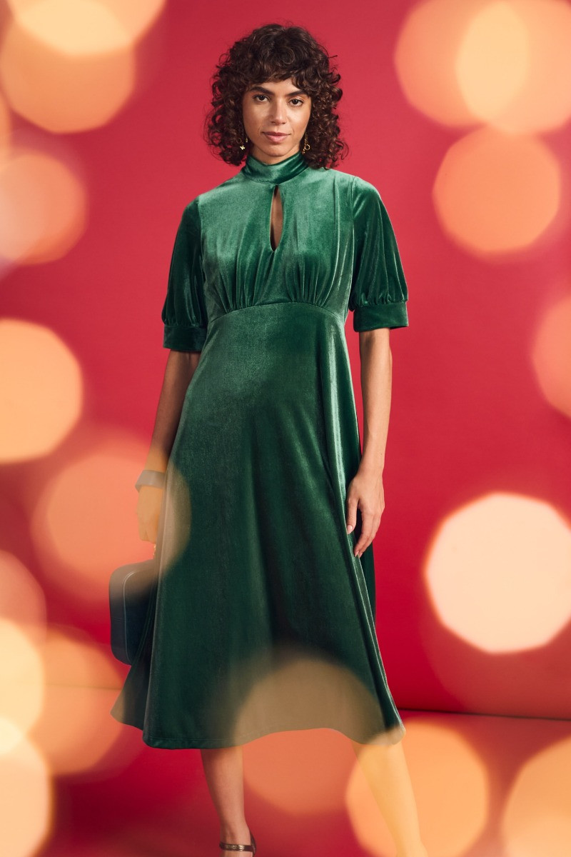 Four Lanes Velvet Empire Line Midi Dress | Seasalt Cornwall