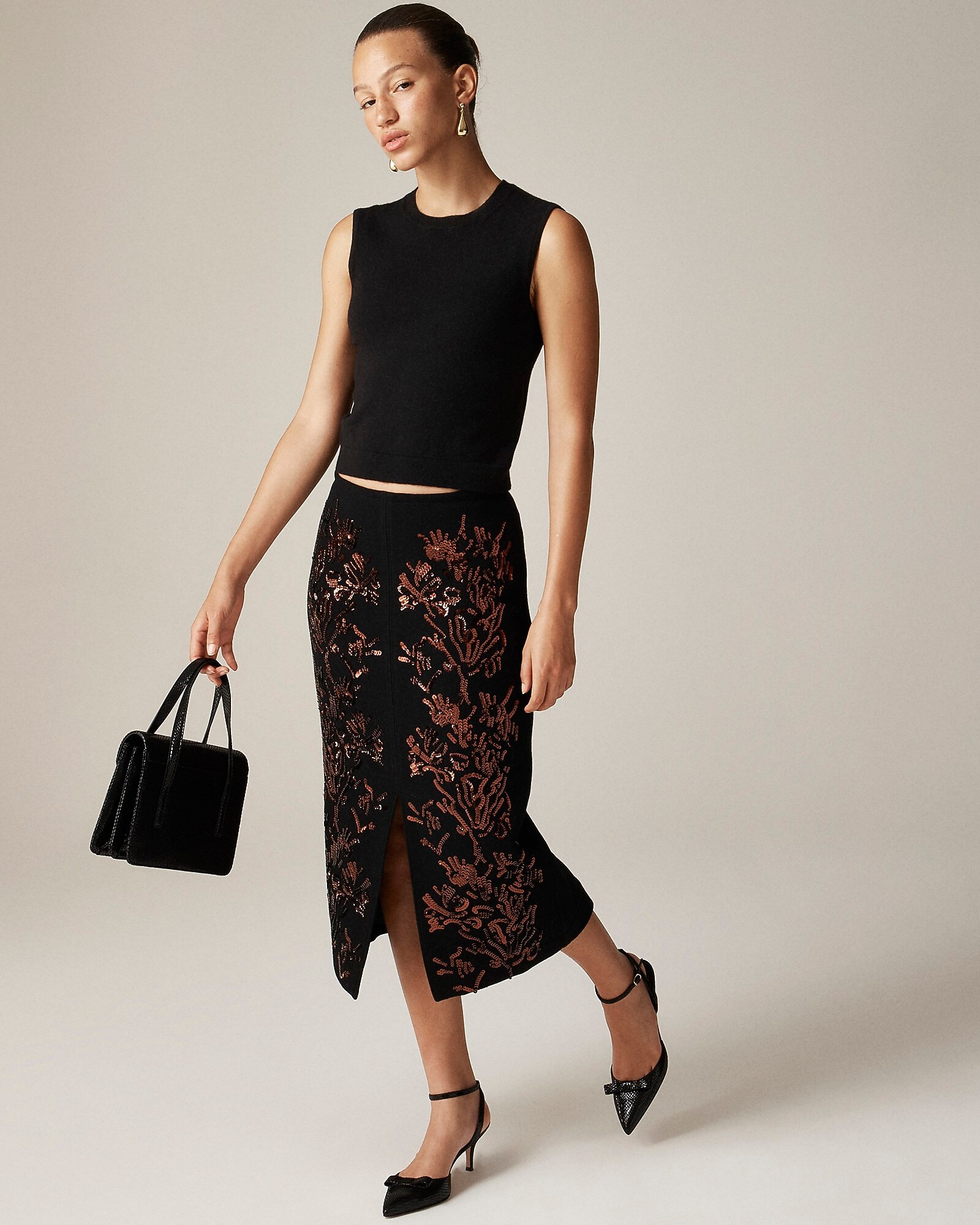 Collection embellished double-cloth midi pencil skirt | J. Crew US