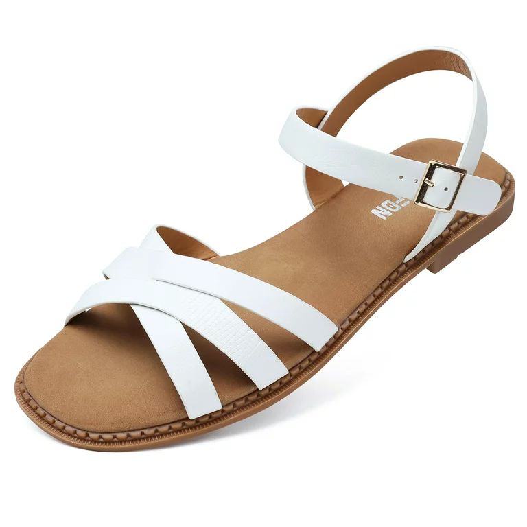 SHIBEVER Women's Flat Sandals Casual Summer Ankle Strap Open Toe Comfortable Fashion Sandals for ... | Walmart (US)