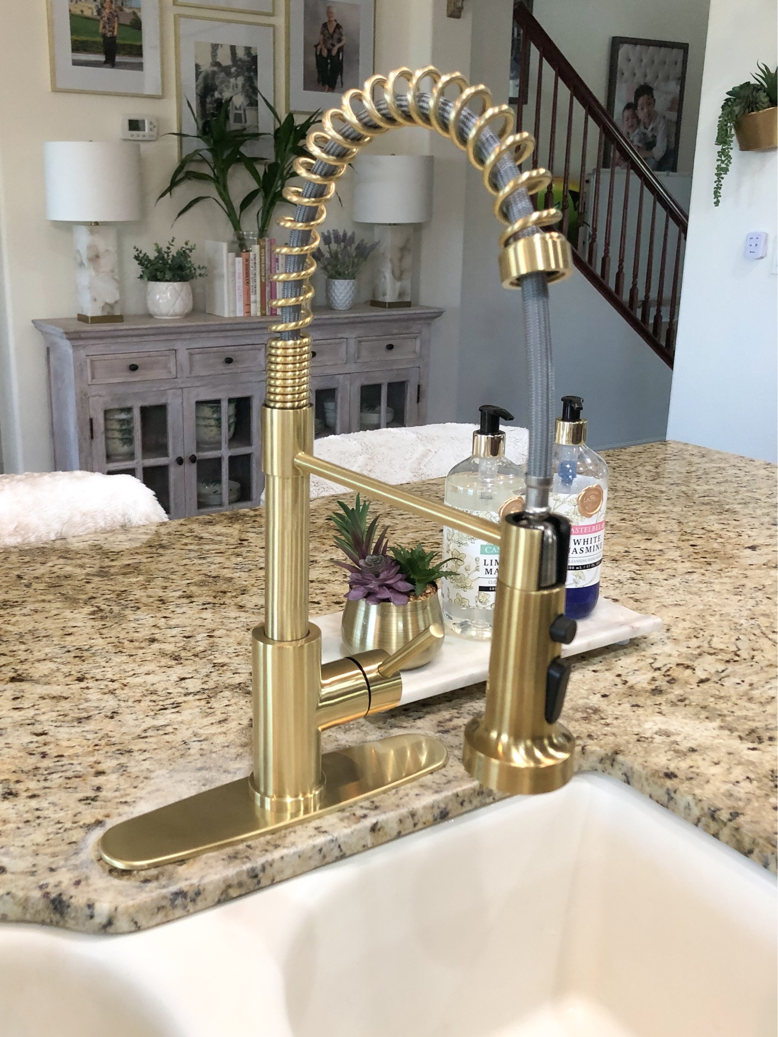 This brushed gold faucet for my kitchen sink is also scratch and spot resistant! Gorgeous!

#LTKfamily #LTKhome #LTKsalealert