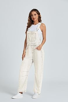 Ladyful Women's Denim Overall Casual Straight Wide Leg Bib Jeans Overall Adjustable Straps Denim ... | Amazon (US)