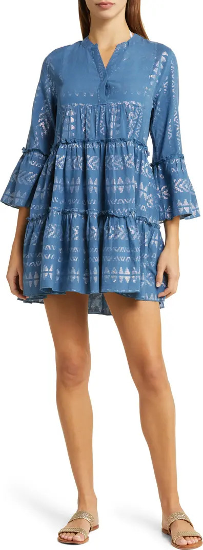 Metallic Bell Sleeve Cover-Up Dress | Nordstrom