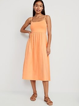 Fit &amp; Flare Combination Midi Dress | Old Navy (US)