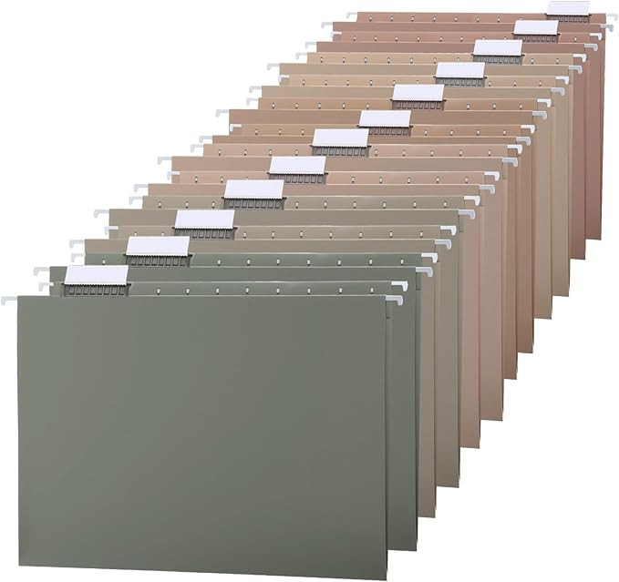 12 Pack Decorative Hanging File Folders, Letter Size with Tab, 6 Color Assorted for Filing Cabine... | Amazon (US)