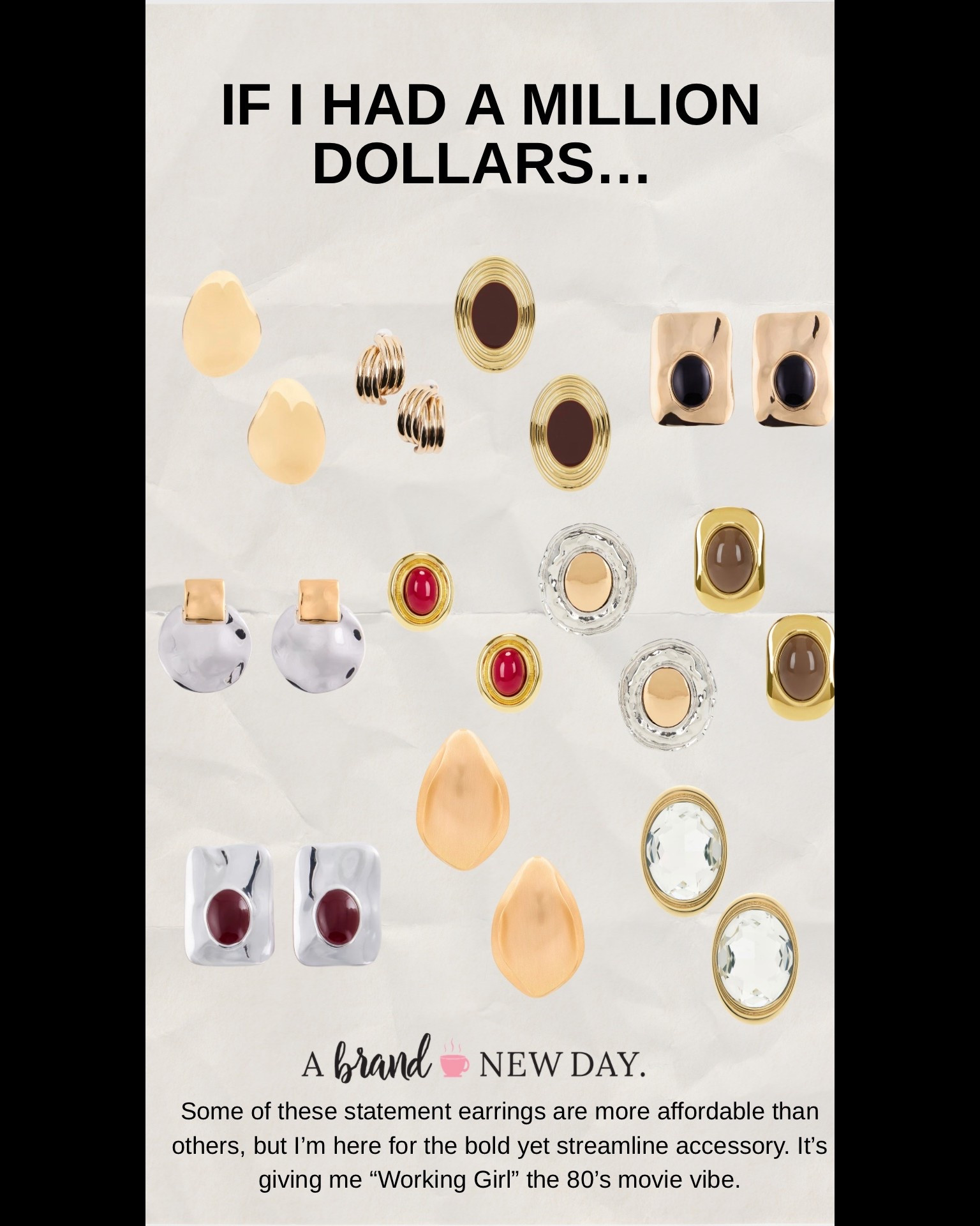 If I had a million dollars …. I would have ALL of these!!!! Loving the bold earring trend! 

#LTKootd #LTKFindsUnder100 #LTKOver40