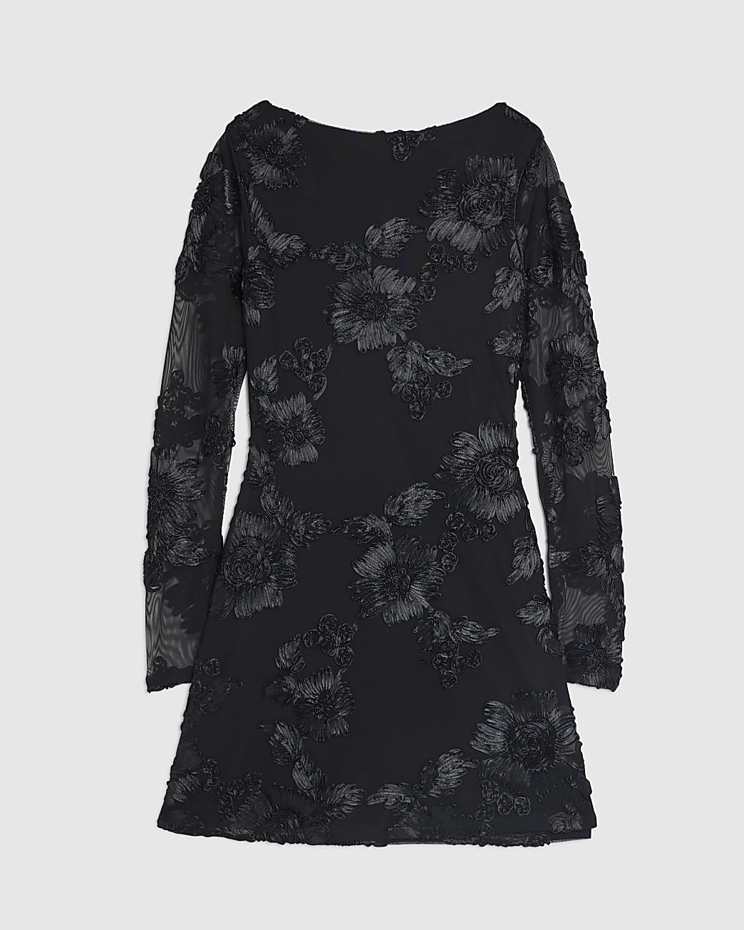 Black Long Sleeve Cornelli Mini Dress | River Island UK & IE