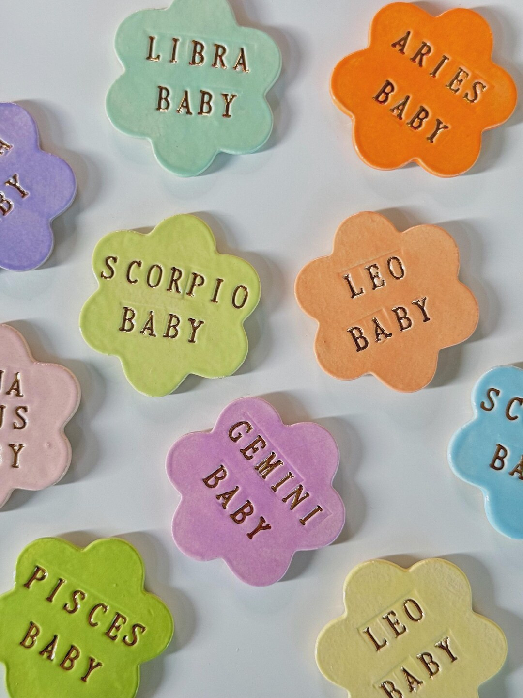 Ceramic Zodiac Magnet With 24K Gold Accent | Zodiac Gift | Cancer Zodiac | Zodiac Sign Gift | Gif... | Etsy (US)