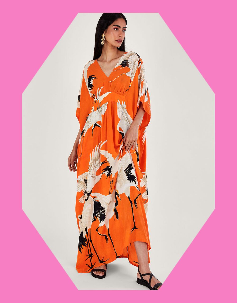 One Hundred Stars Stork Print Maxi Kaftan | Monsoon (UK)