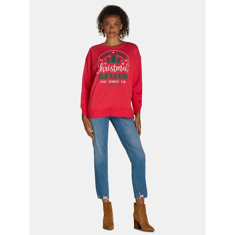 Holiday Time Women’s Christmas Tree Graphic Sweatshirt with Long Sleeves, Sizes S-3XL | Walmart (US)