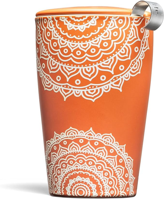 Tea Forte Double-Walled Ceramic Kati Cup, Removable Stainless Steel Infuser Basket and Lid, Steep... | Amazon (US)