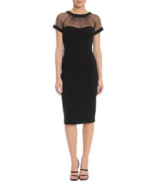 Maggy London Illusion Round Neck Cap Sleeve Sheath Dress | Dillard's | Dillard's