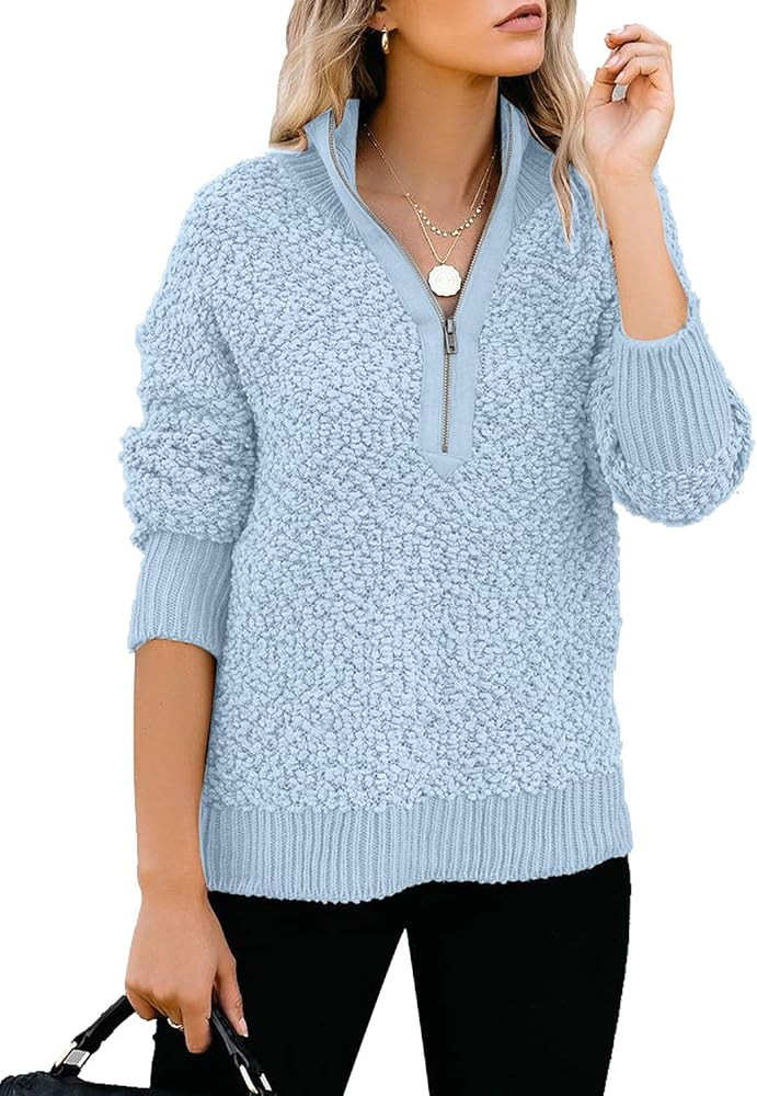 GRAPENT Womens Casual Zipper Fleece Pullover Sweater Long Sleeves Outwear Jacket | Amazon (US)