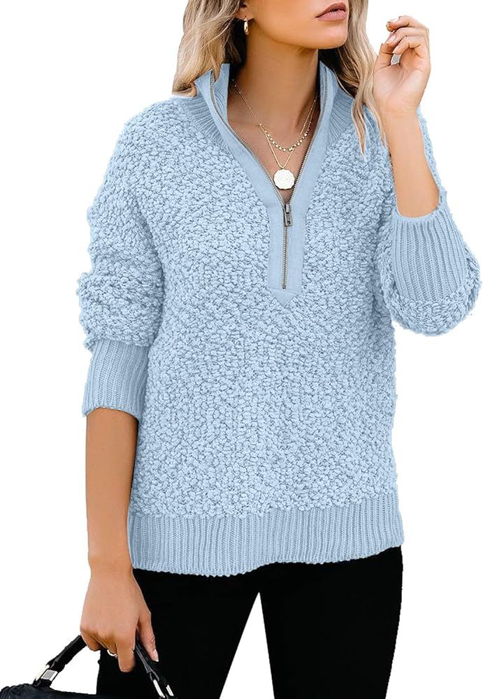 GRAPENT Womens Casual Zipper Fleece Pullover Sweater Long Sleeves Outwear Jacket | Amazon (US)