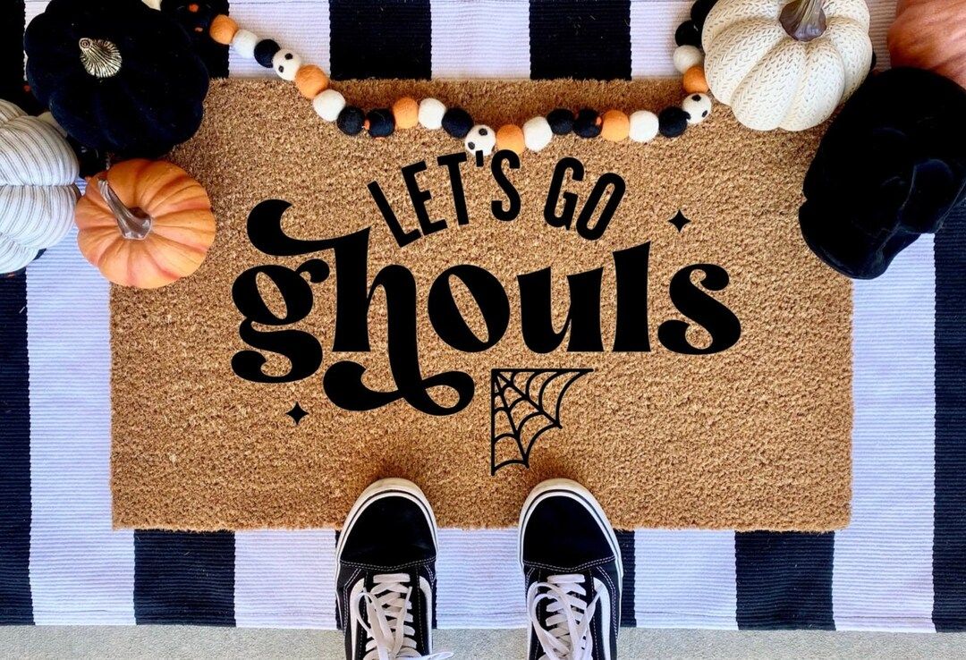 Let's Go Ghouls Halloween doormat, pumpkin, fall decor, personalized doormat, pumpkin doormat, we... | Etsy (US)