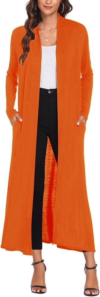 Bluetime Women Floor Length Open Front Cardigan Lightweight Long Sleeve Maxi Duster with Pockets ... | Amazon (US)