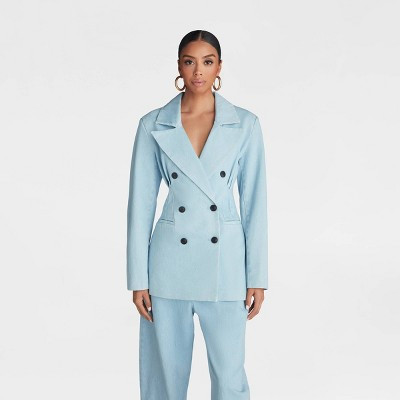 KBB by KAHLANA Women's 'The Corset Denim Blazer' - Medium Wash XL | Target