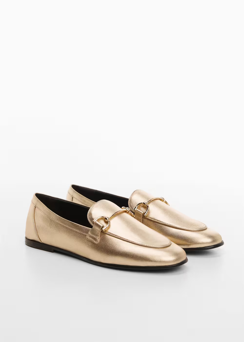 Leather moccasins with metallic detail -  Women | Mango USA | MANGO (US)