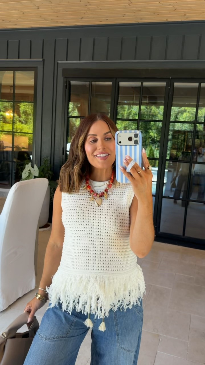 Summer outfit inspo || wearing a small in this white fringe top & xs in bottoms. Accessories linked as well! Currently 25 weeks pregnant & bump friendly 

Women’s summer outfit || summer maternity outfits || bump friendly summer || mom outfits || women’s fashion || summer ootd