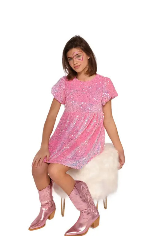 Lola + The Boys Pretty Sequin Dress in Pink at Nordstrom, Size 14 | Nordstrom