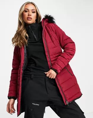 Dare 2b Striking longline ski jacket burgundy | ASOS (Global)