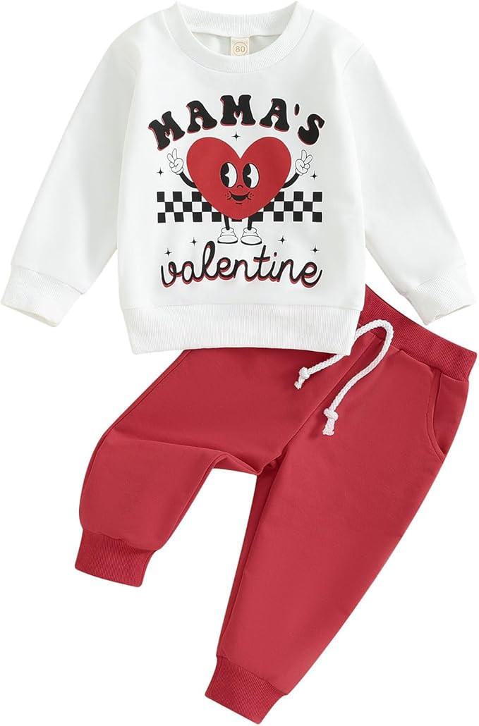 Thorn Tree Valentine's Day Toddler Boys Girls Clothes Letter Printed Sweatshirt Long Pants Spring... | Amazon (US)