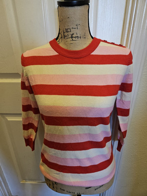 Womens ModCloth Striped Sweater Size Small Pink Red   | eBay | eBay US