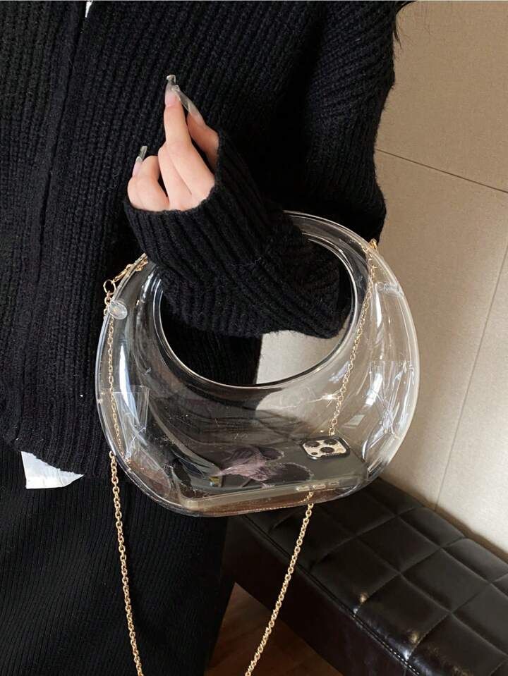 Fashionable Transparent Pvc Acrylic Clutch Bag, Personalized Round Shape Evening Bag, Handbag Wit... | SHEIN