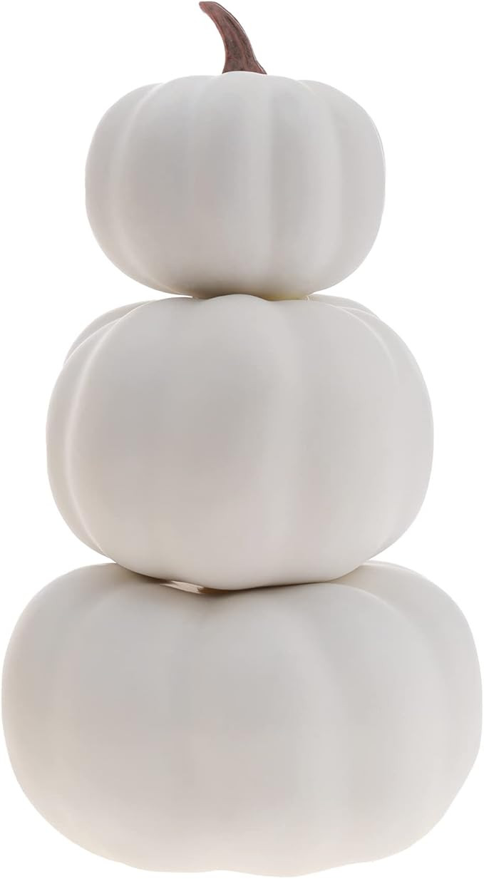 Meiwlong Artificial Fake Foam Pumpkins Stacked Tower Decoration Autumn Fall Harvest Halloween Tha... | Amazon (US)