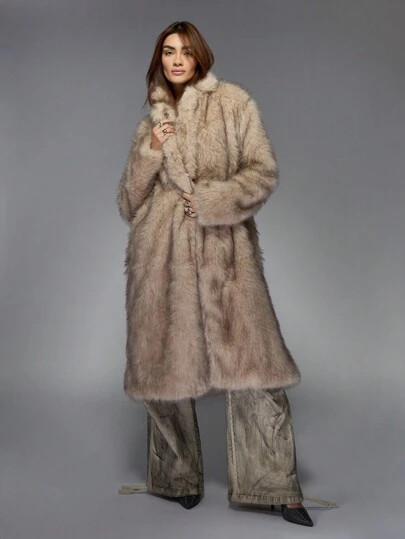MISSGUIDED Fluffy Long Collar Long Sleeves Full Length Coat SKU: sz2407243703966303£63.50Estimat... | SHEIN
