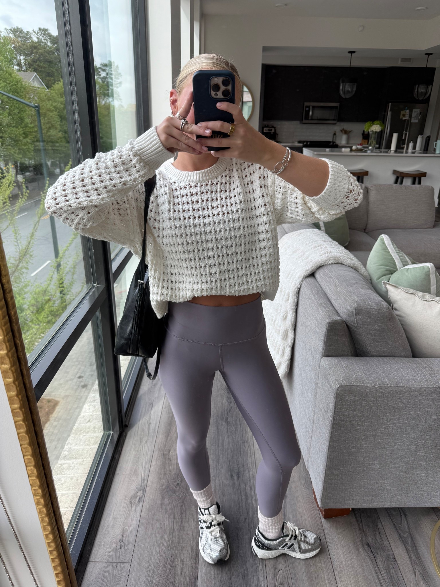 Love this Gap sweater I’ll wear over my workout sets, with jean shorts or as a cover up!!!! Size XXS! 
Also these target scrunch socks I’m obsessed I need them in white too!