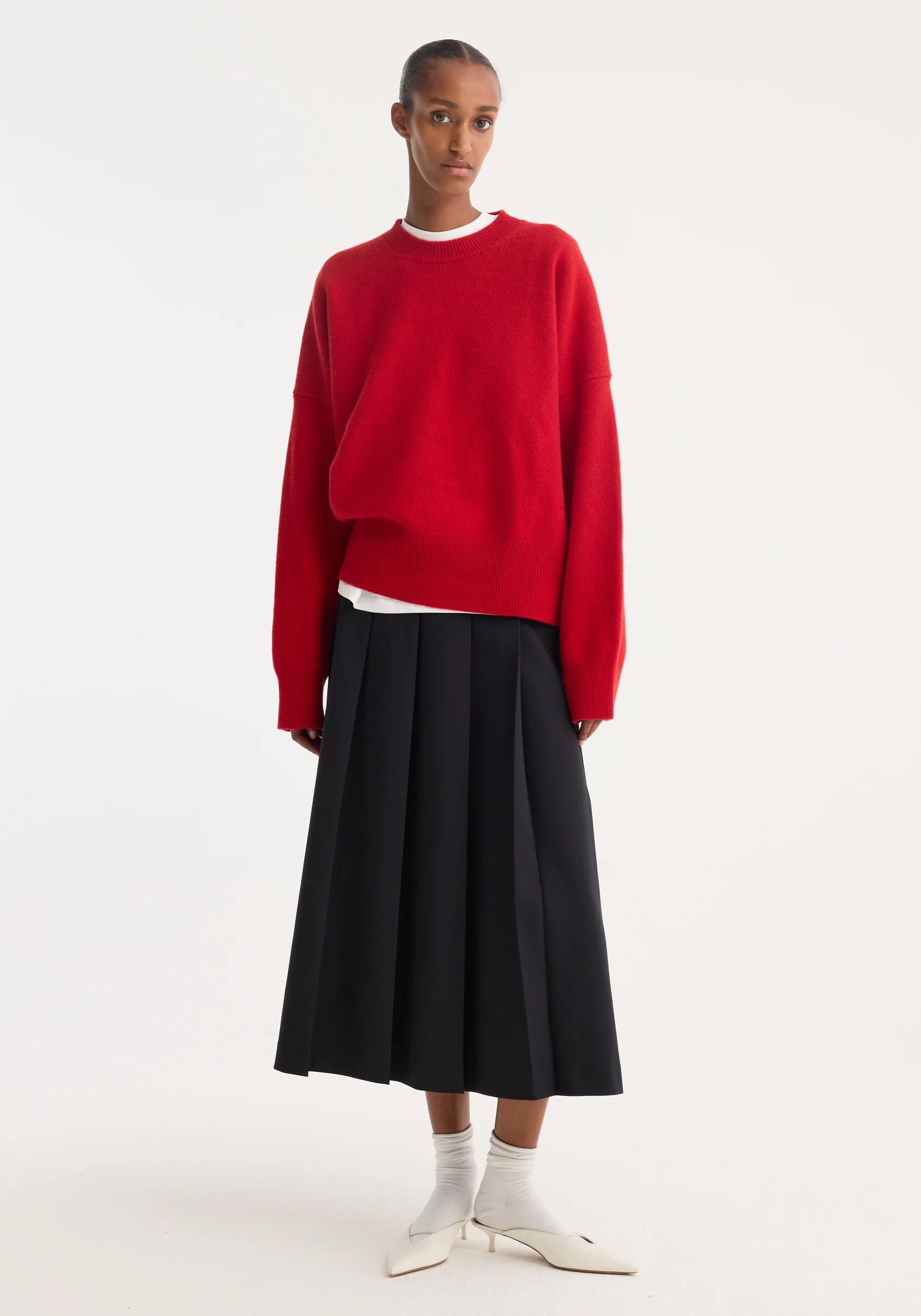 boiled wool crewneck | rosso | Rohe