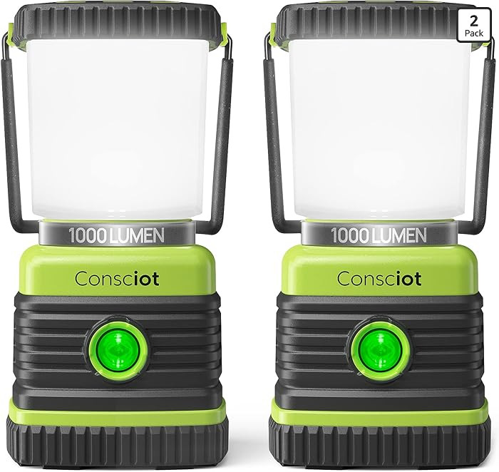 Consciot LED Battery Powered Camping Lantern, 1000LM, 4 Light Modes, IPX4 Waterproof Portable Ten... | Amazon (US)