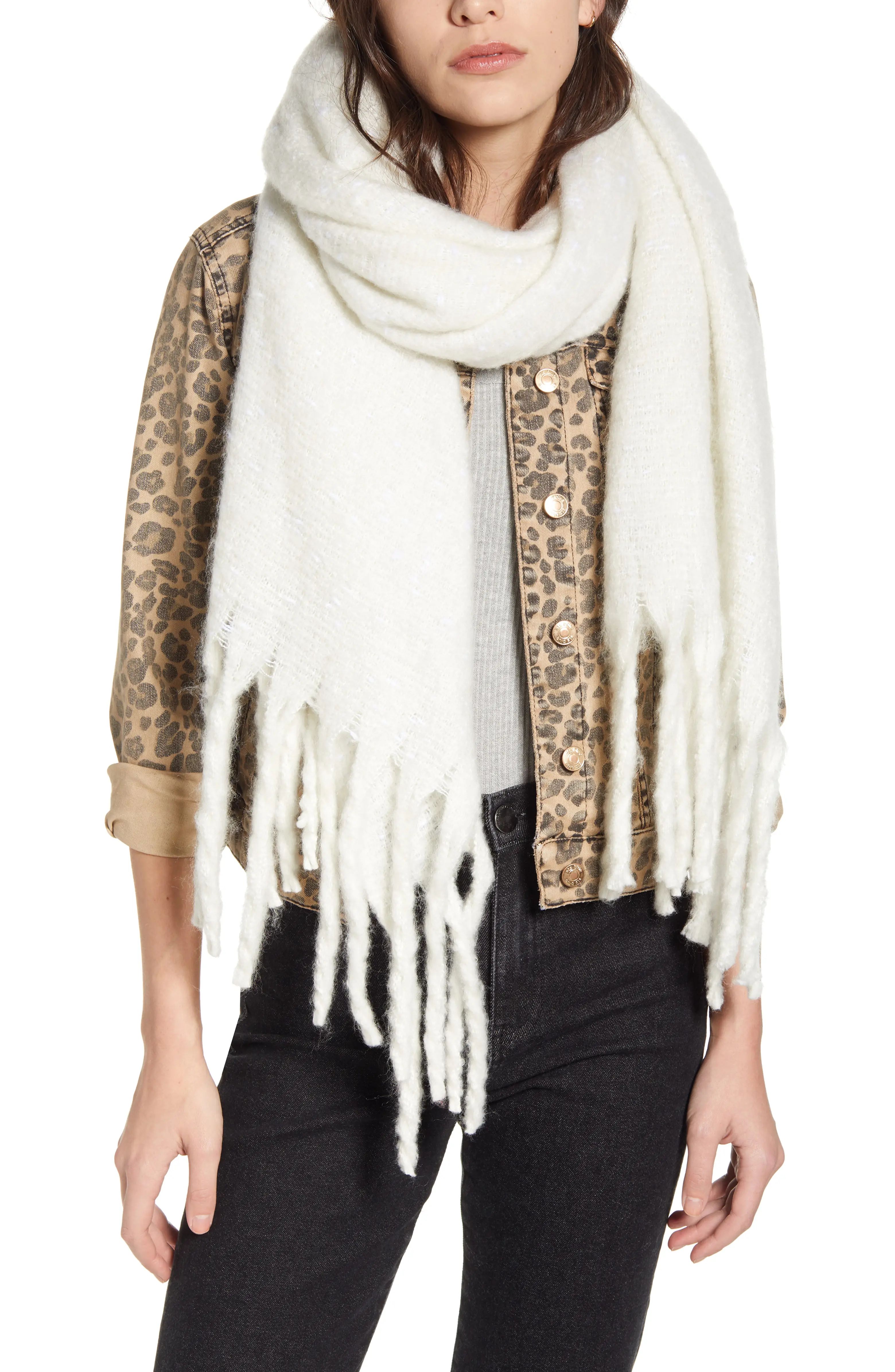 Speckled Fringe Trim Muffler | Nordstrom