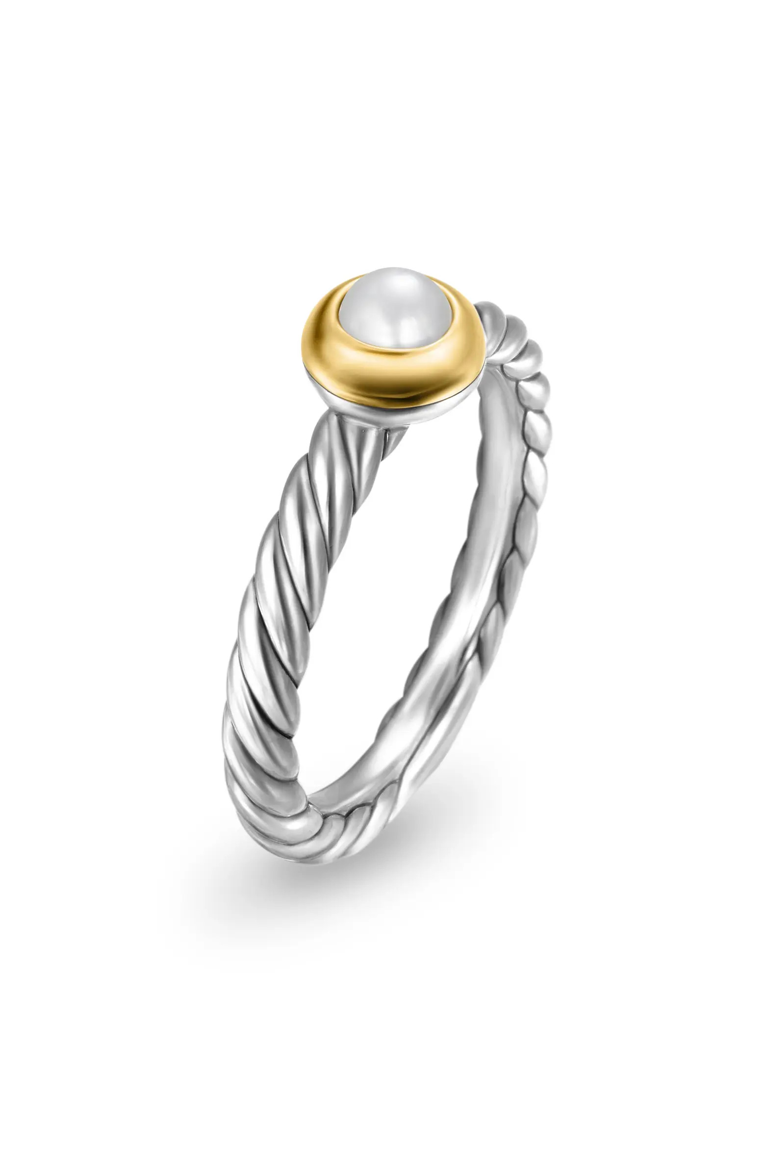 Petite Cable Ring in Sterling Silver with 14K Yellow Gold | Nordstrom