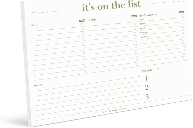 Bliss Collections To Do List Notepad, It's On the List, Magnetic Weekly and Daily Planner for Organi | Amazon (US)