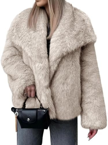 Cicy Bell Womens Faux Fur Coat Winter Shaggy Casual Oversized Lapel Jackets Warm Fuzzy Outerwear | Amazon (US)