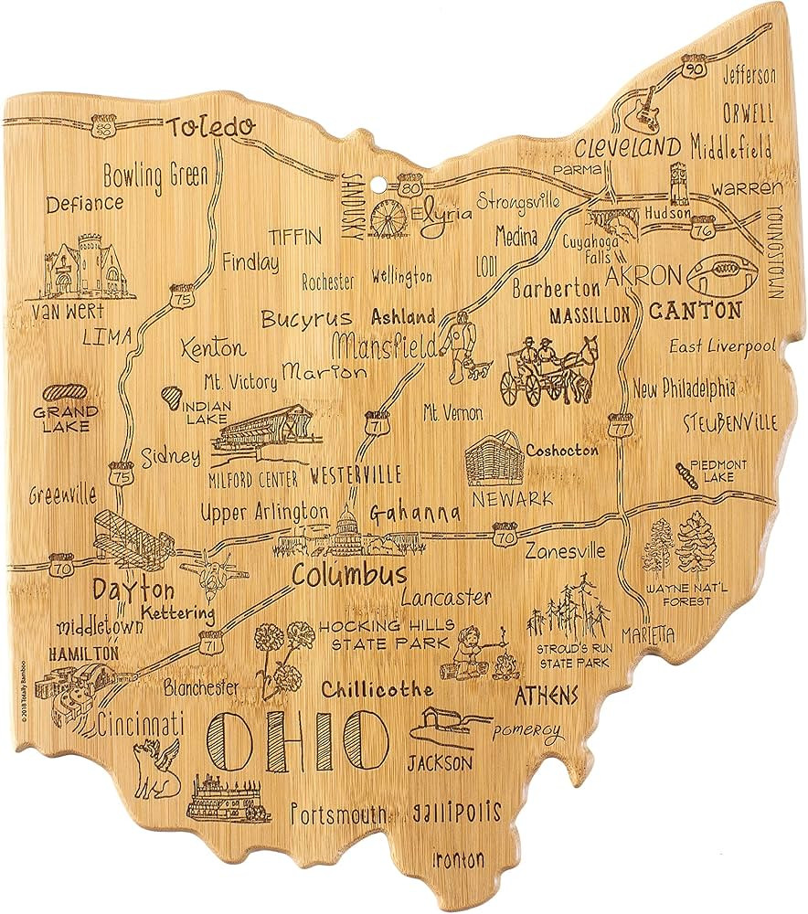 Totally Bamboo Destination Ohio State Shaped Serving and Cutting Board, Includes Hang Tie for Wal... | Amazon (US)