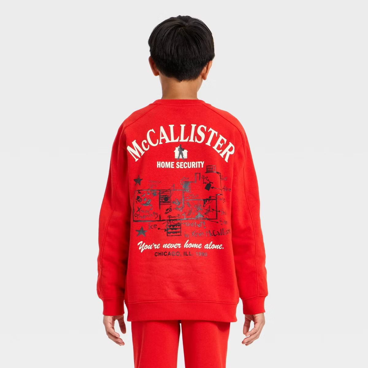 Boys' Home Alone McCallister House Fleece Front and Back Graphic Sweatshirt - Red M | Target