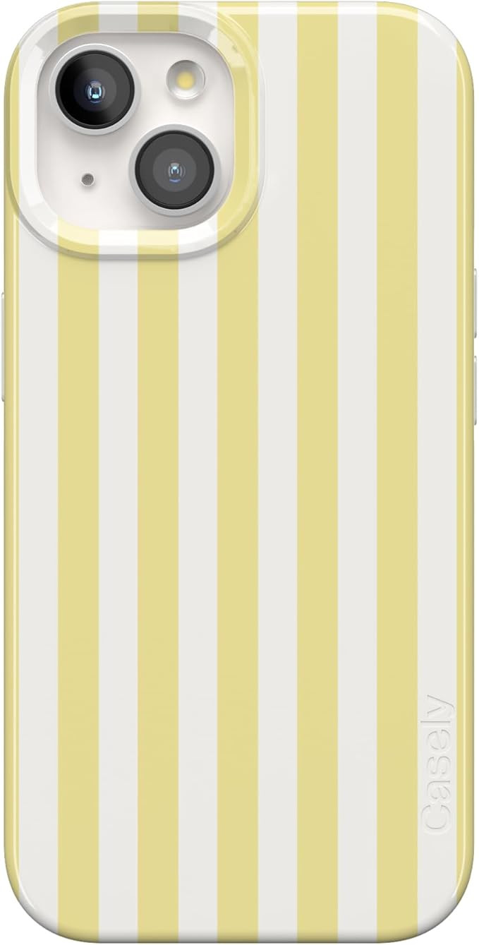 Casely iPhone 15 Case | Butter Yellow Stripes | Sunday Best | Compatible with MagSafe | Classic U... | Amazon (US)