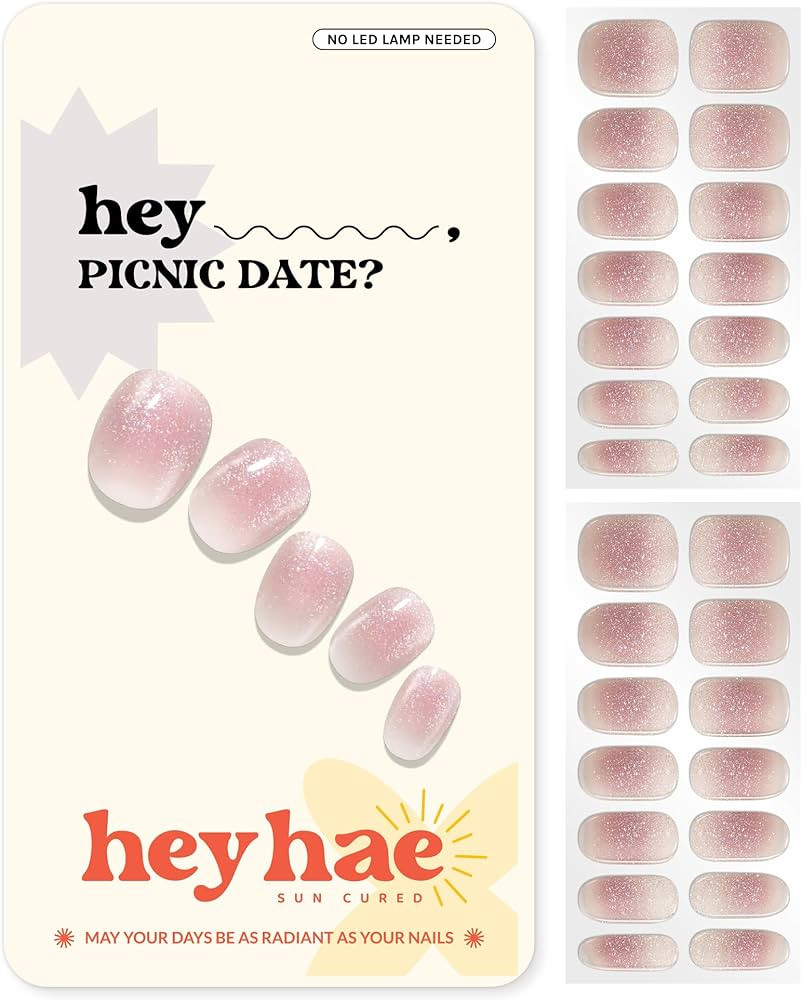 Heyhae Semi Cured Gel Nail Strips | No LED Lamp Needed | Glitter, Pink, Spring | Easy Apply & Rem... | Amazon (US)