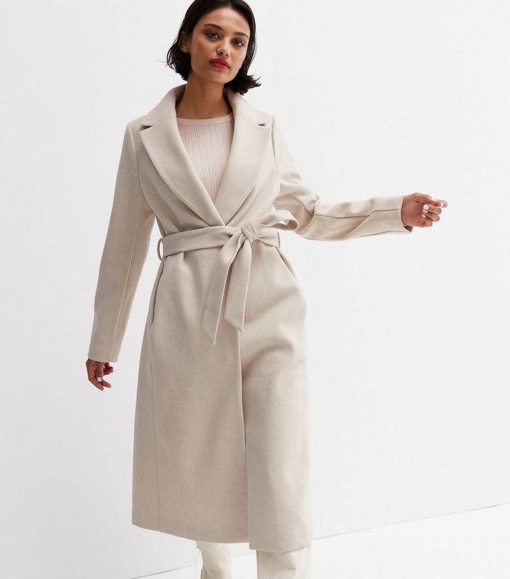 Cream Unlined Belted Long Coat
						
						Add to Saved Items
						Remove from Saved Items | New Look (UK)