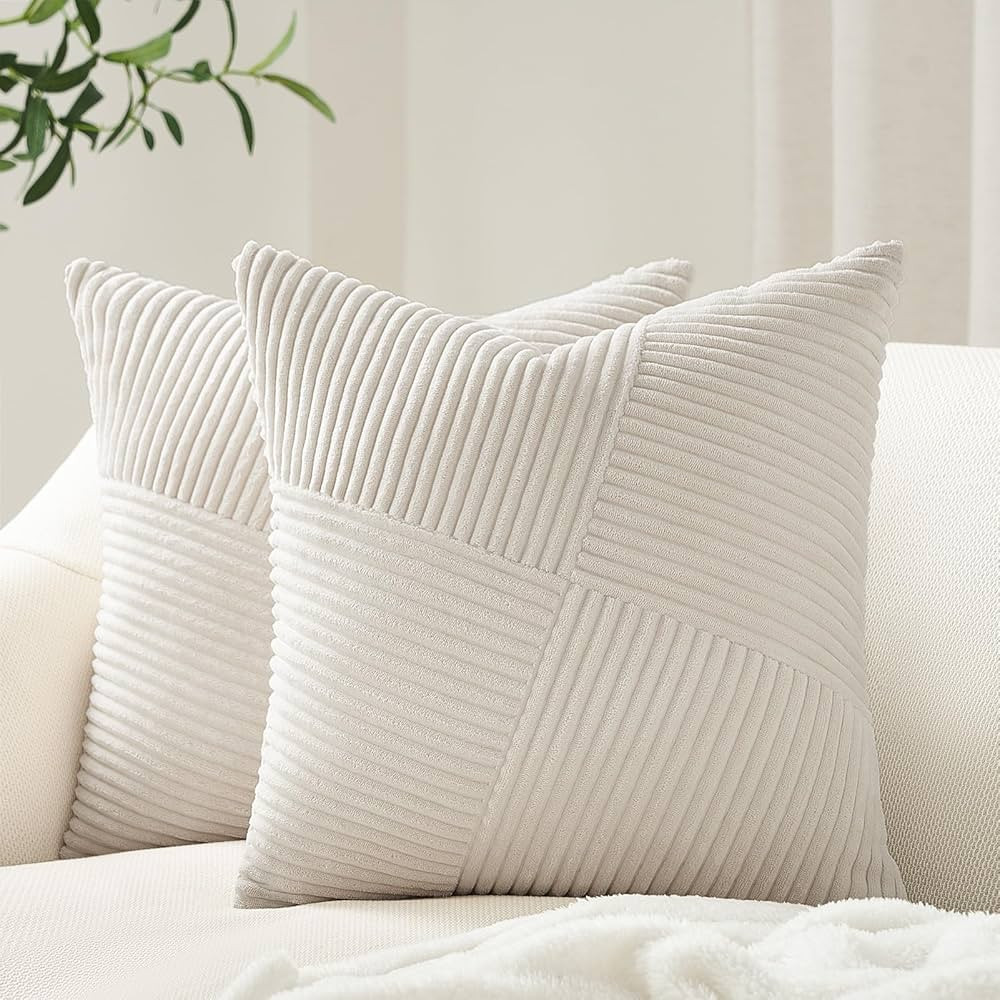 Topfinel Cream White Decorative Neutral Throw Pillow Covers 18x18 Inch for Couch Sofa Bed, Soft C... | Amazon (US)