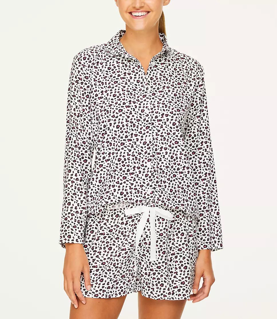 LEOPARD PRINT PAJAMA TOP | LOFT Outlet