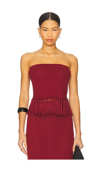 Gabby Knitted Bandeau Top in Burgundy | Revolve Clothing (Global)