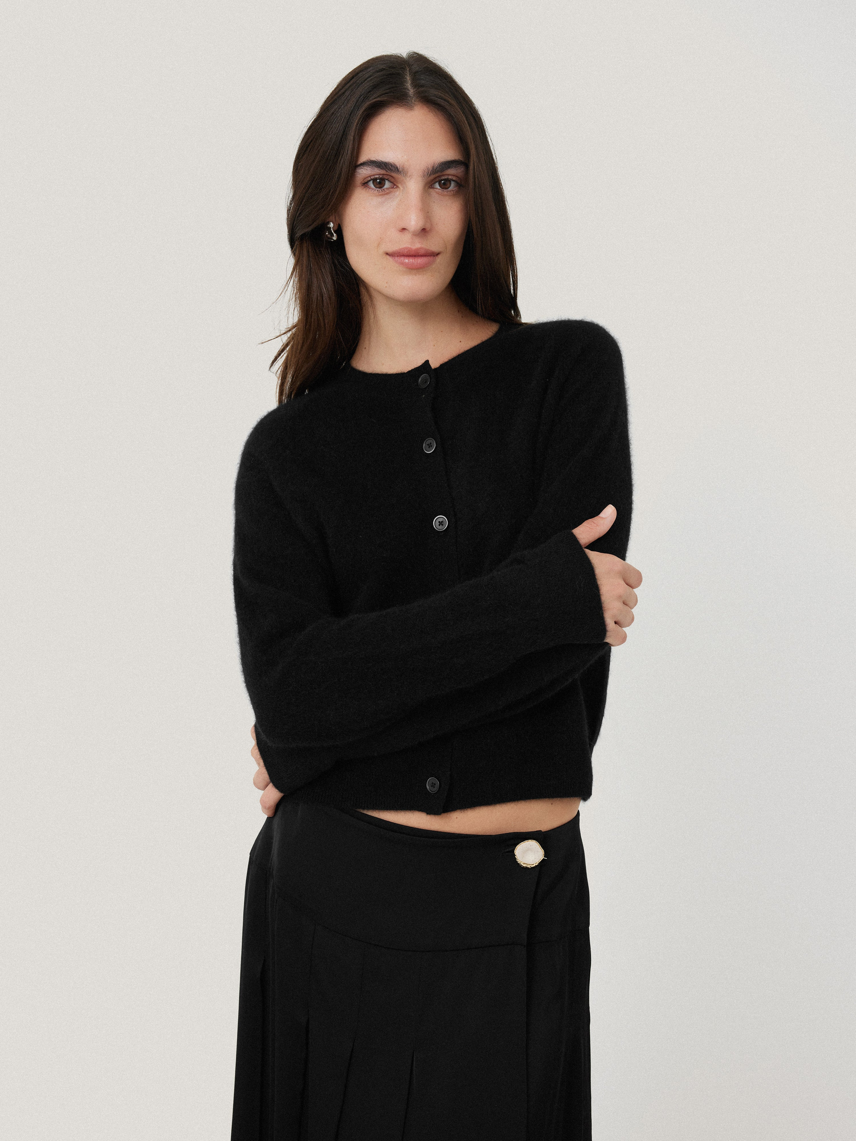 Halo Cashmere Cardigan | Black | Jigsaw (UK)