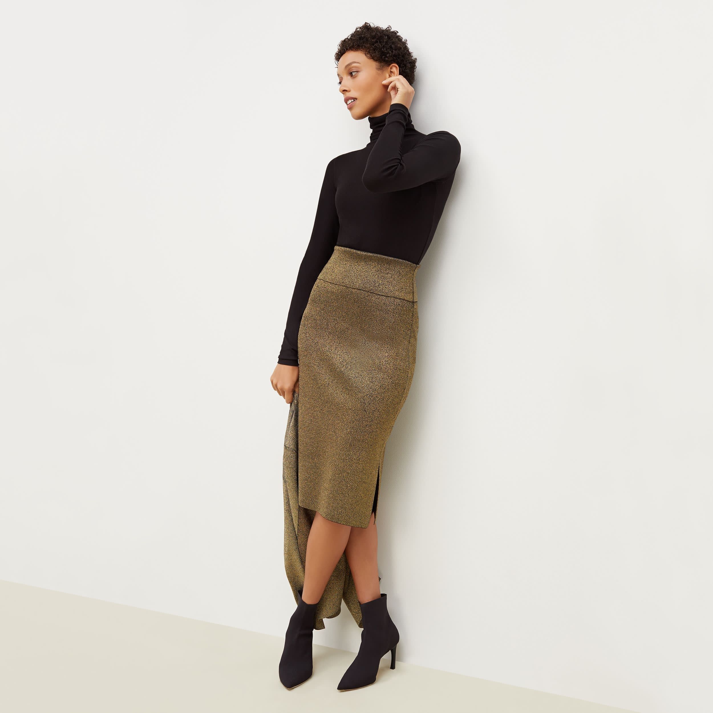 Harlem Skirt - Gold Knit :: Black / Gold | MM LaFleur