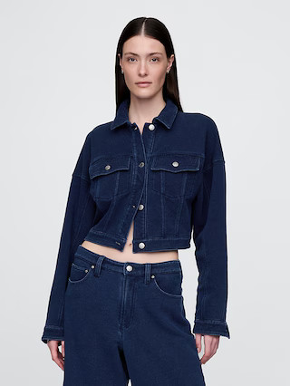 French Terry Icon Denim Crop Jacket | Gap (US)