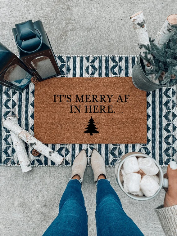 It’s Merry AF In Here Doormat, Funny Doormat, Christmas Doormat, Holiday Doormat, Doormat, Door... | Etsy (US)