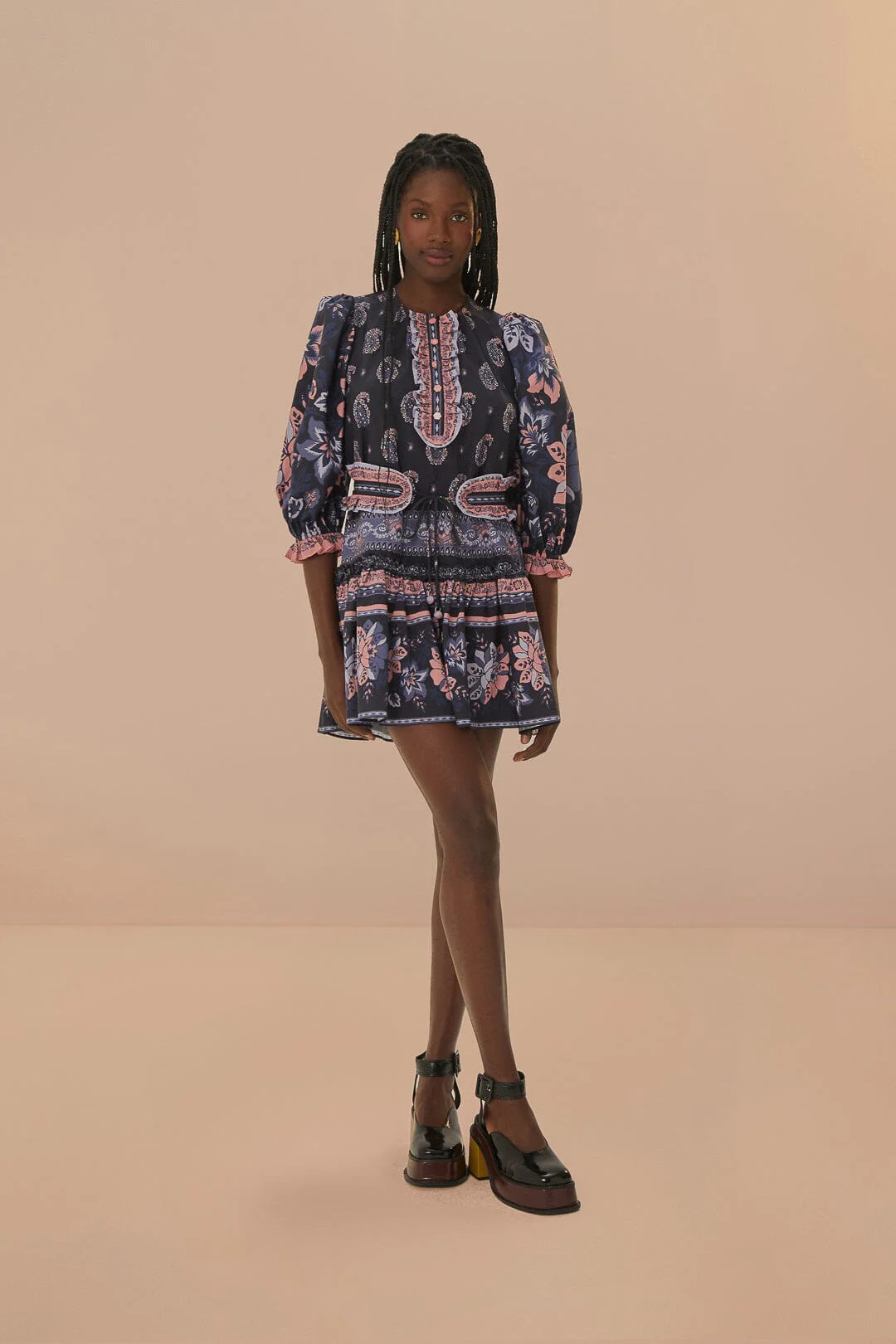 Blue Ayla Short Sleeve Mini Dress | FarmRio (US)