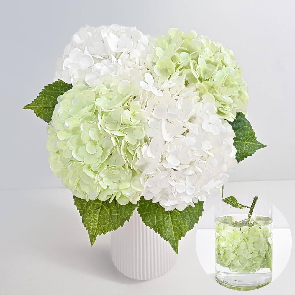 MARTINE MALL 4Pcs 21in Hydrangea Artificial Flowers, Latex Real Touch Hydrangeas Lifelike Large H... | Amazon (US)